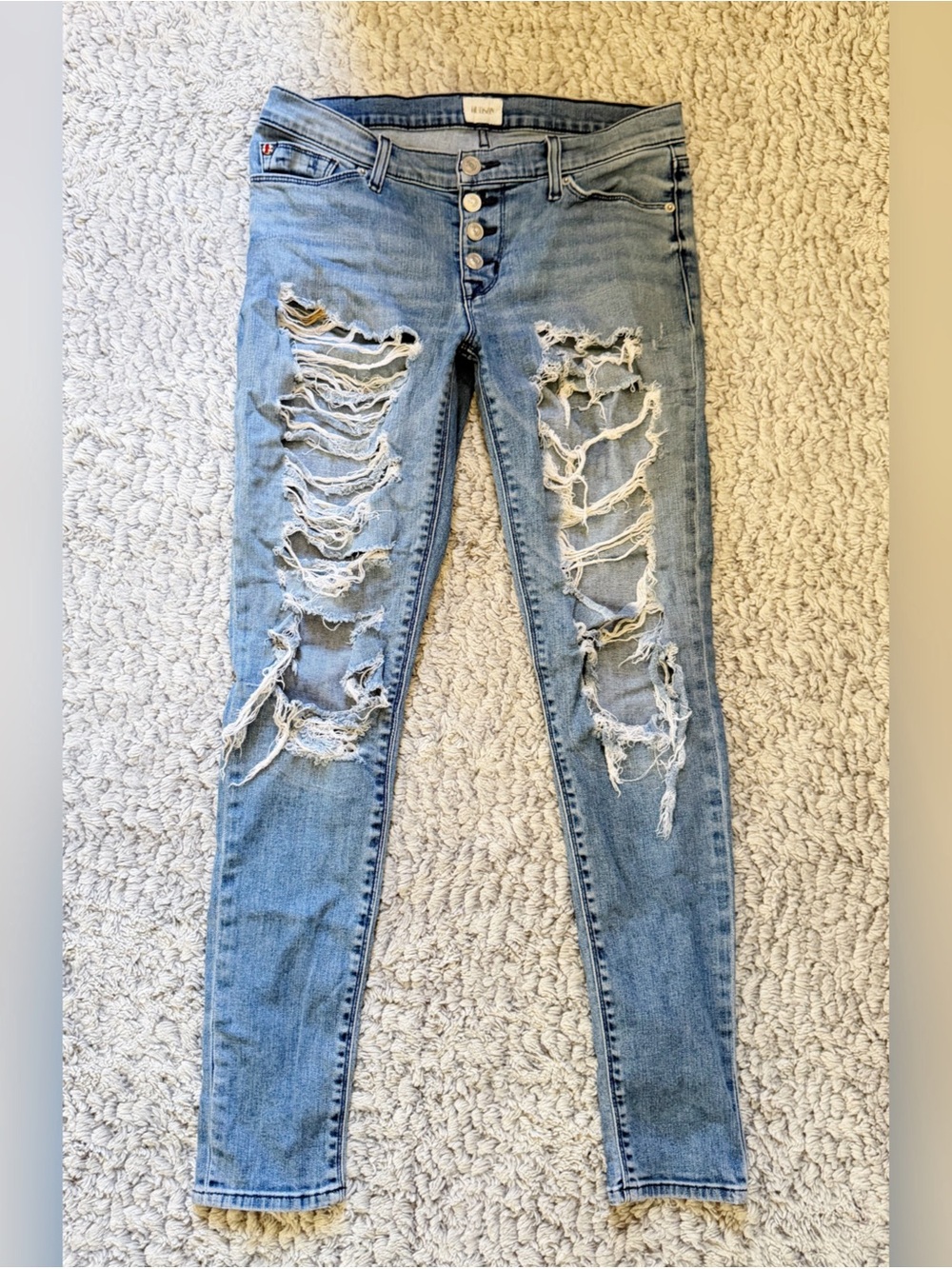 Hudson Jeans Light Blue Very Distressed Skinny Ankle